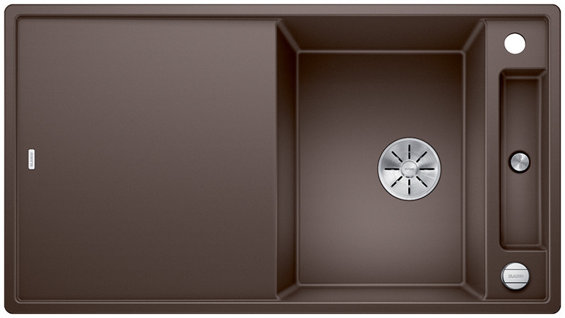 Blanco Axia III 5 S Silgranit PuraDur 2, including glass cutting board, color cafe, InFino drain, 523224