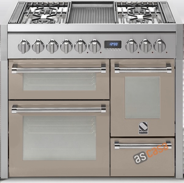 Steel Genesi 100, range cooker, 100 cm, multifunction, 3 ovens, color burgundy red, G10FFF-4TSA, with 5 year guarantee!