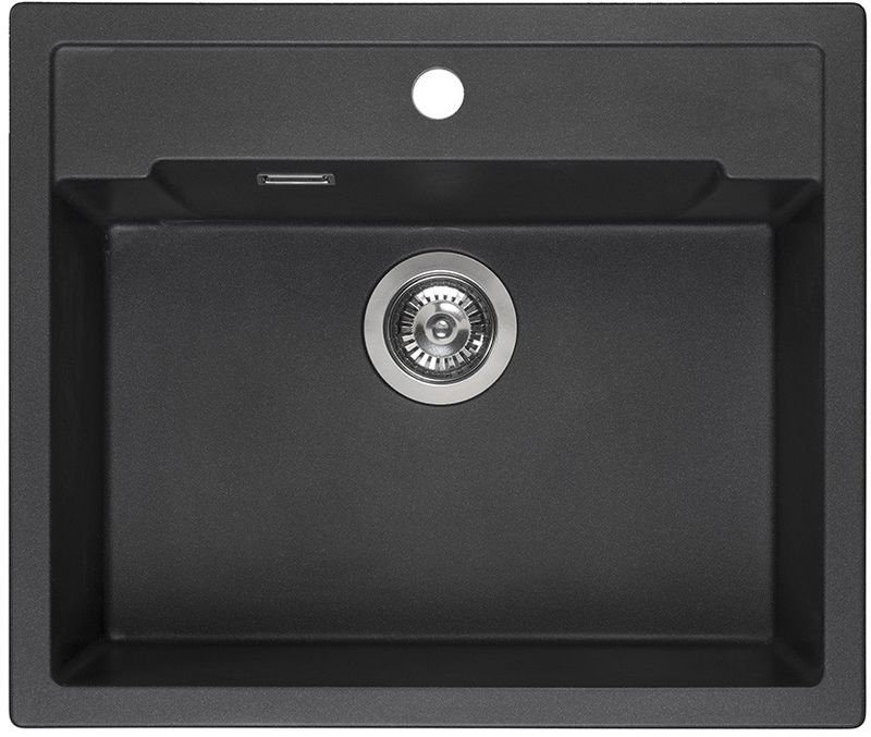 Reginox Amsterdam 54 tap hole bank, Regi-Granit built-in sink, color black silvery, R31049