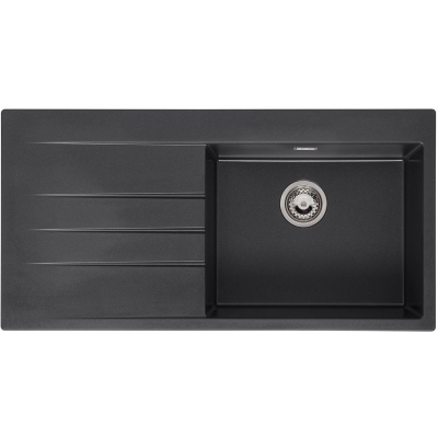 Reginox Breda 10, Regi-Granit sisseehitatud valamu, kraanikauss paremal, värvus must hõbedane, R33630