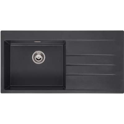 Reginox Breda 10, Regi-Granit sisseehitatud valamu, kraanikauss vasakul, värvus must hõbedane, R33586