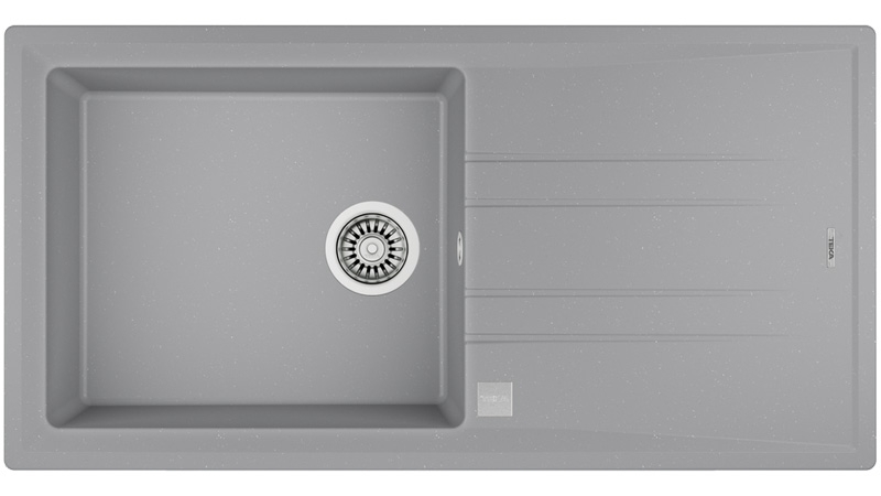 Teka STONE 60 L-TG 1B 1D AUTO, Tegranit+ built-in sink 60 cm, aluminum gray metallic effect, 115330007