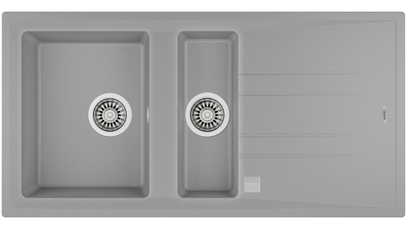 Teka STONE 60 B-TG 1 1/2B 1D AUTO, Tegranit+ built-in sink 60 cm, aluminum gray metallic effect, 115360007