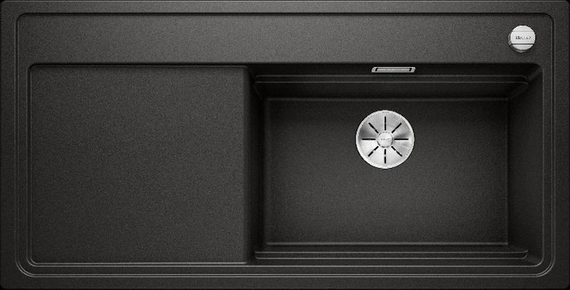 Blanco Zenar XL 6 S DampfgarPlus built-in sink Silgranit PuraDur incl. wooden cutting board, basin on the right, color black, InFino drain, 526054