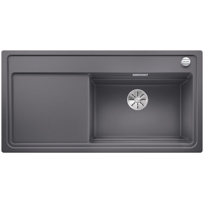 Blanco Zenar XL 6 S DampfgarPlus sisseehitatud valamu Silgranit PuraDur sh puidust lõikelaud, kraanikauss paremal, värvus kivihall, InFino äravool, 524053