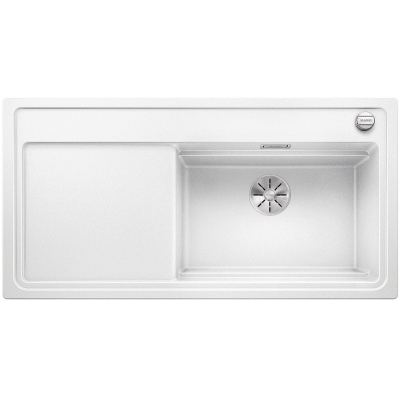Blanco Zenar XL 6 S DampfgarPlus built-in sink Silgranit PuraDur incl. wooden cutting board, basin on the right, color white, InFino drain, 524056
