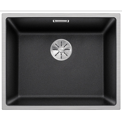 Blanco Subline 500-IF SteelFrame Silgranit PuraDur, stainless steel frame flat edge, color anthracite, InFino drain, 524108