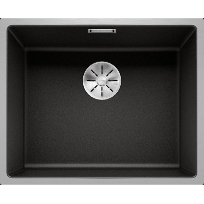 Blanco Subline 500-IF SteelFrame Silgranit PuraDur, stainless steel frame flat edge, color black, InFino drain, 525998