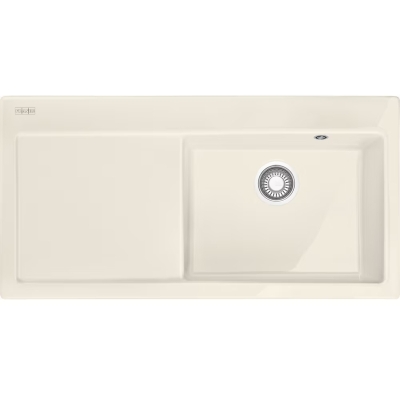 Franke Mythos MTK 611-100 Fraceram ceramic sink, basin on the right, color Magnolia, 124.0335.853