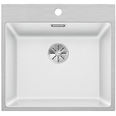 Blanco Subline 500-IF/A SteelFrame Silgranit PuraDur, roostevabast terasest raam lame serv, ilma AFB-ta, valge värv, InFino äravool, 524114