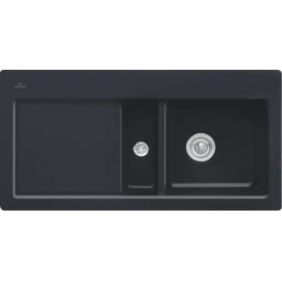 Villeroy &amp; Boch Subway 60, color R7 Pure Black, Premiumline, basin on the right or basin on the left